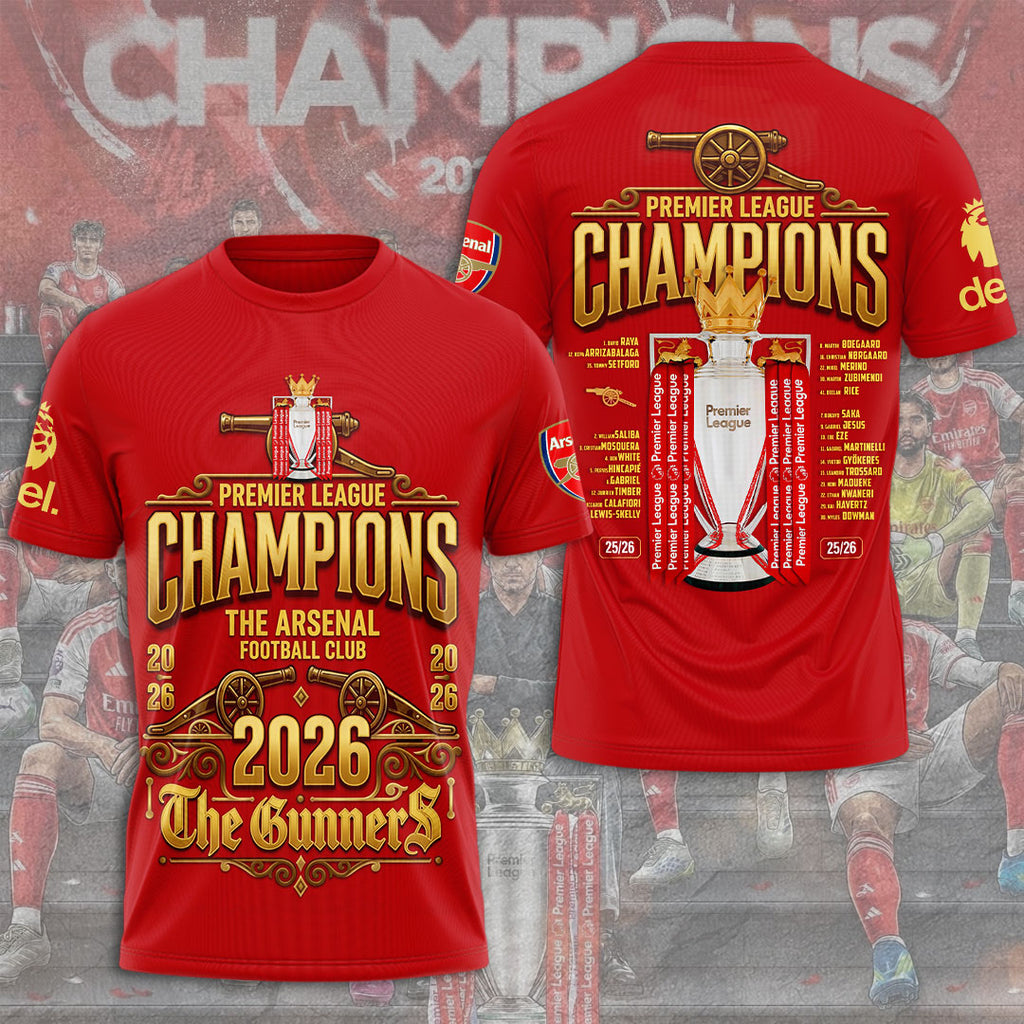 Arsenal FC Premier League Champions 25/26 3D Apparel – GNE7048