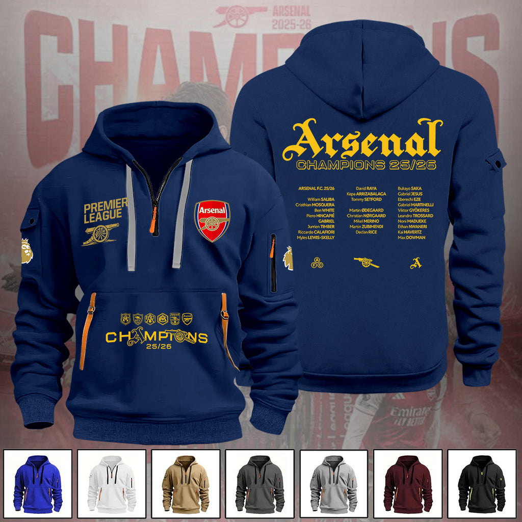 Arsenal FC Premier League Champions 25/26 2D Quarter Zip Hoodie – GNE6696