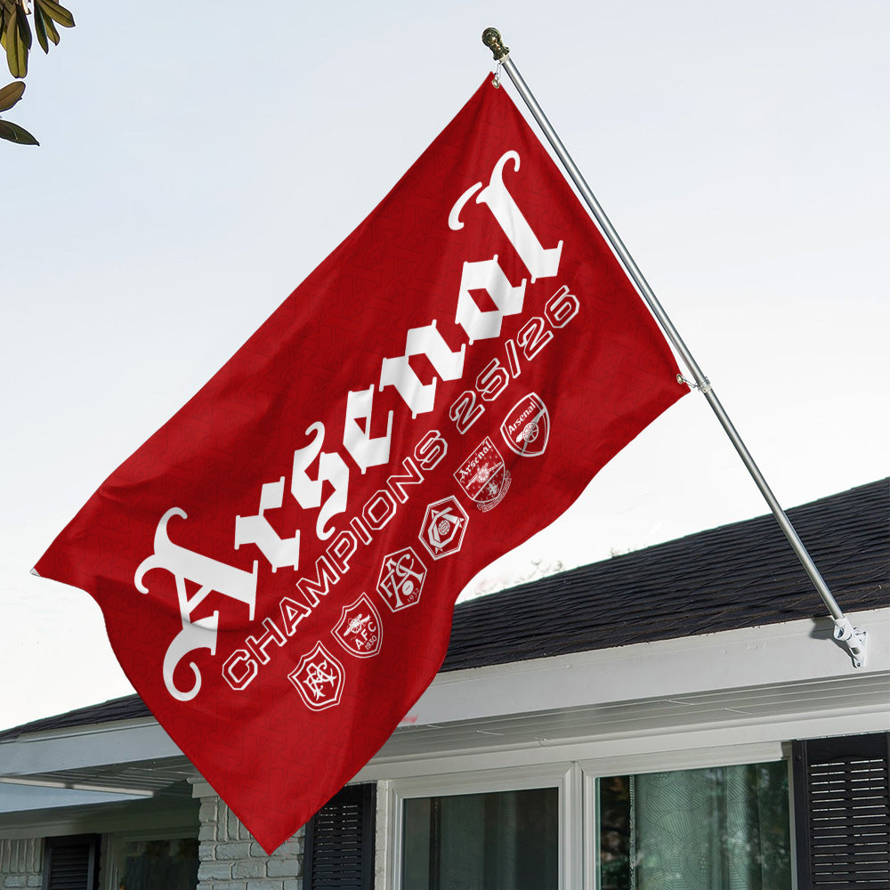 Arsenal FC Premier League Champions 25/26 3D Double-side House Flag – GNE6699