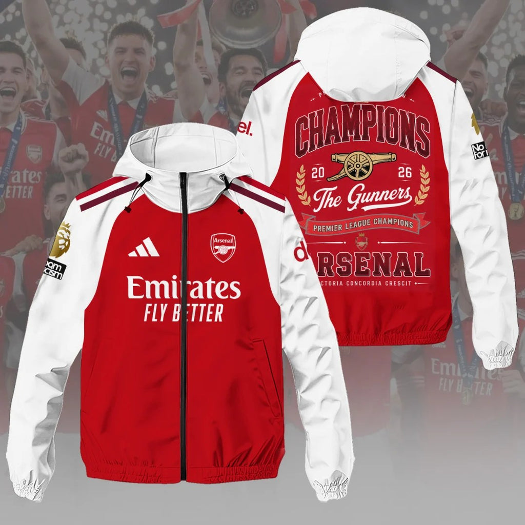 Arsenal FC Premier League Champions 25/26 3D Windbreaker Jacket – HOATT20418