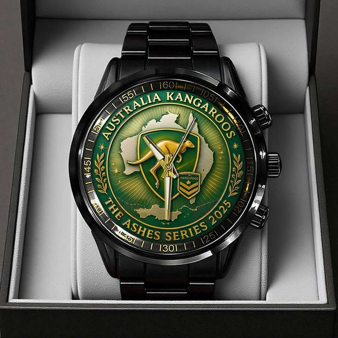 Australia Kangaroos The Ashes Series 2025 Black Stainless Steel Watch – TANTN17814