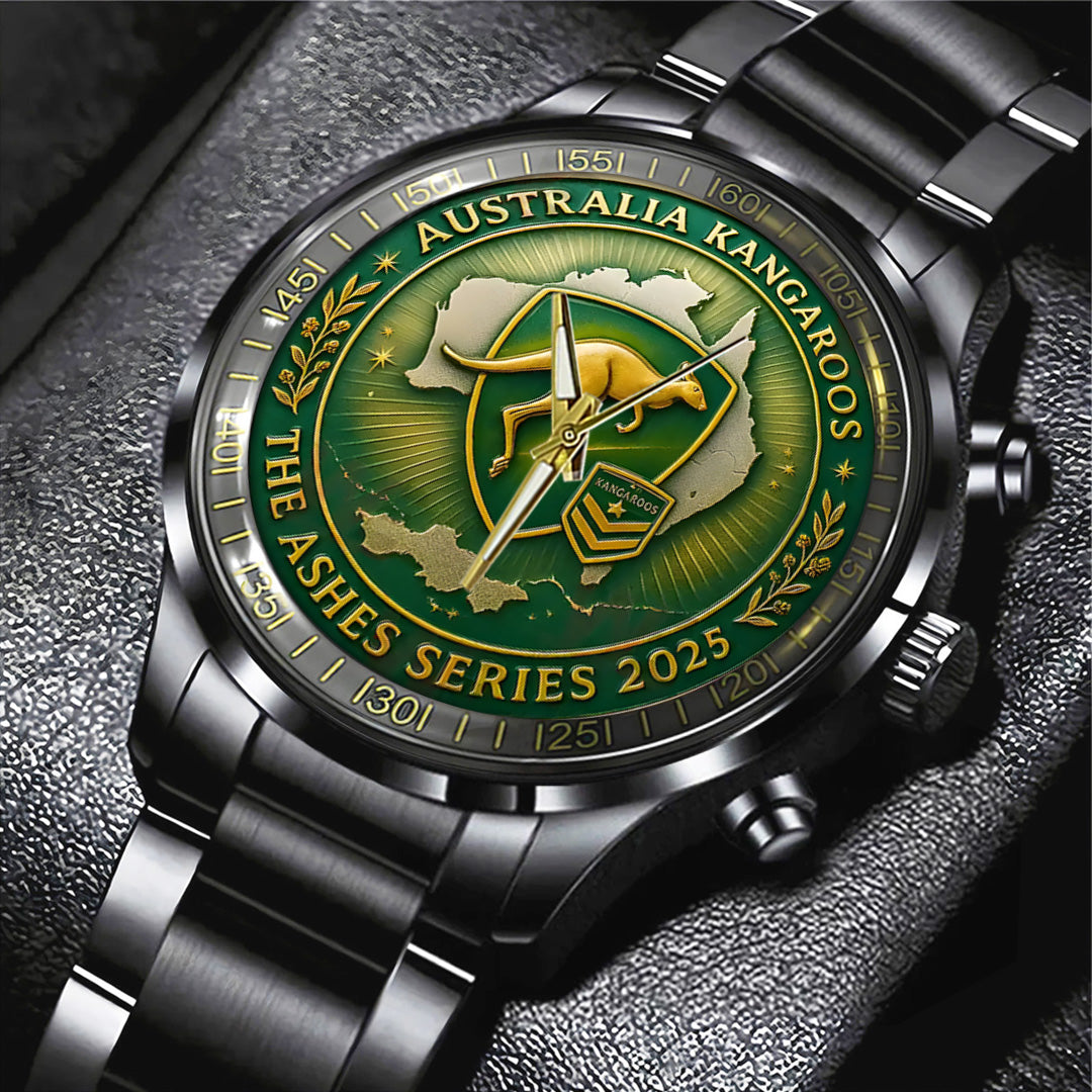 Australia Kangaroos The Ashes Series 2025 Black Stainless Steel Watch – TANTN17814
