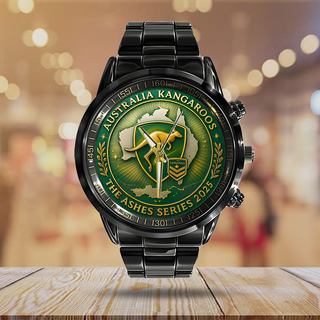 Australia Kangaroos The Ashes Series 2025 Black Stainless Steel Watch – TANTN17814