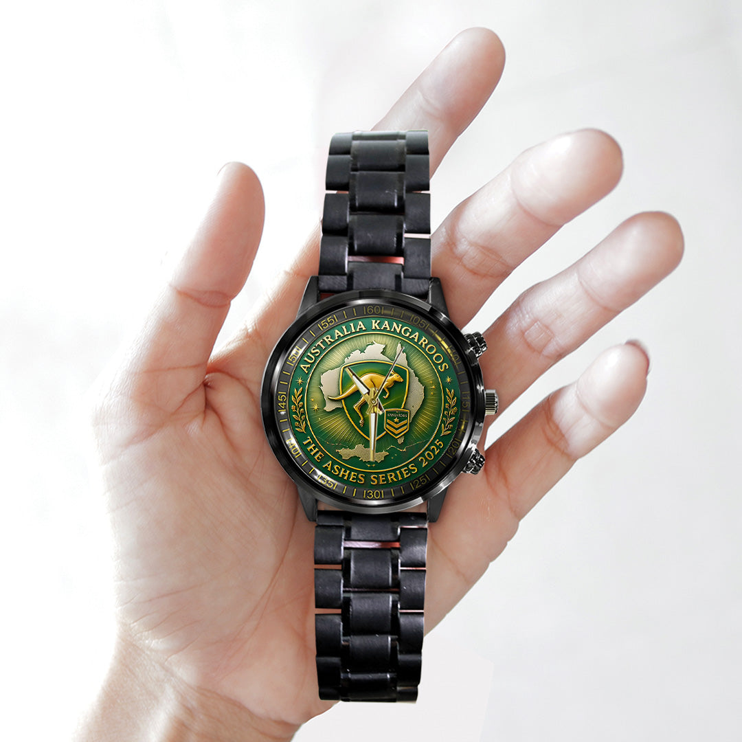 Australia Kangaroos The Ashes Series 2025 Black Stainless Steel Watch – TANTN17814