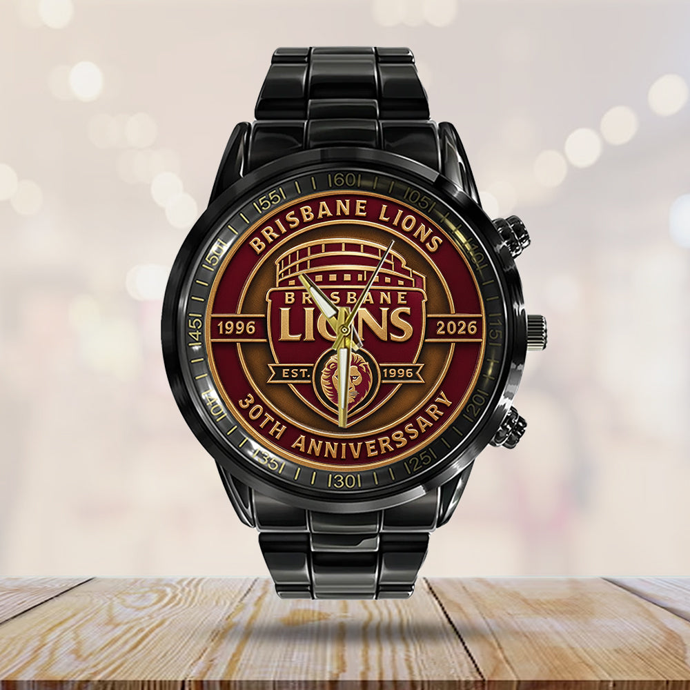 Brisbane Lions Premiers 2025 Black Stainless Steel Watch – TMTHU1208