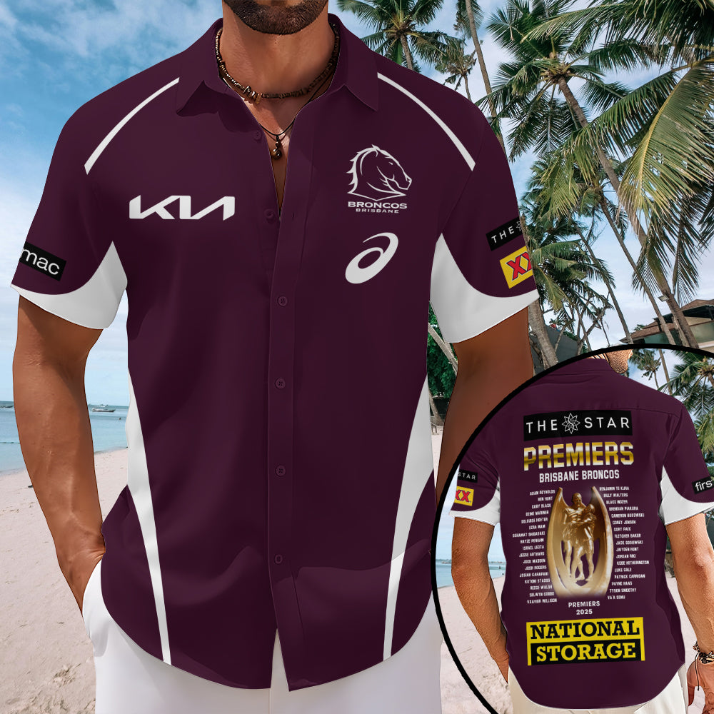 Brisbane Broncos Short Sleeve Button-Down Shirt – TMTHU1644