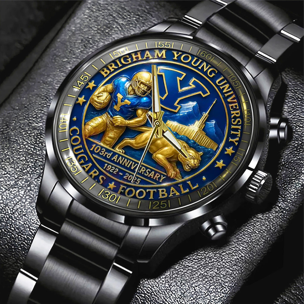 BYU Cougars Football Black Stainless Steel Watch – TANTN17948