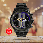 Personalized Baltimore Ravens Black Stainless Steel Watch – TANTN16004