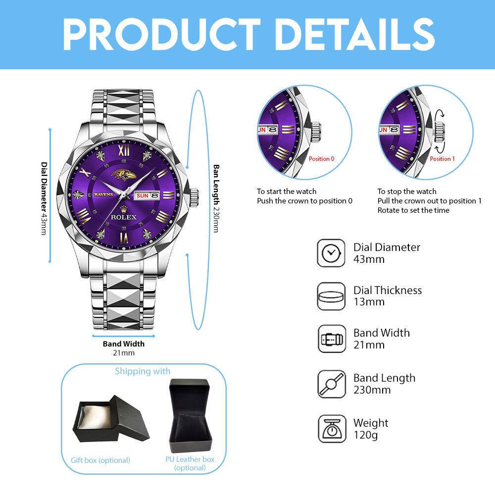 Baltimore Ravens x Rolex Alloy Luxury Quartz Watch – MAITM13384
