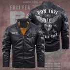 Bon Jovi 2D Leather Yellow Fleece Jacket – TANTN17906