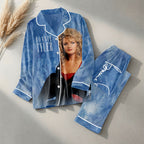 Bonnie Tyler Satin Pajama Set with Piping – HOATT20273