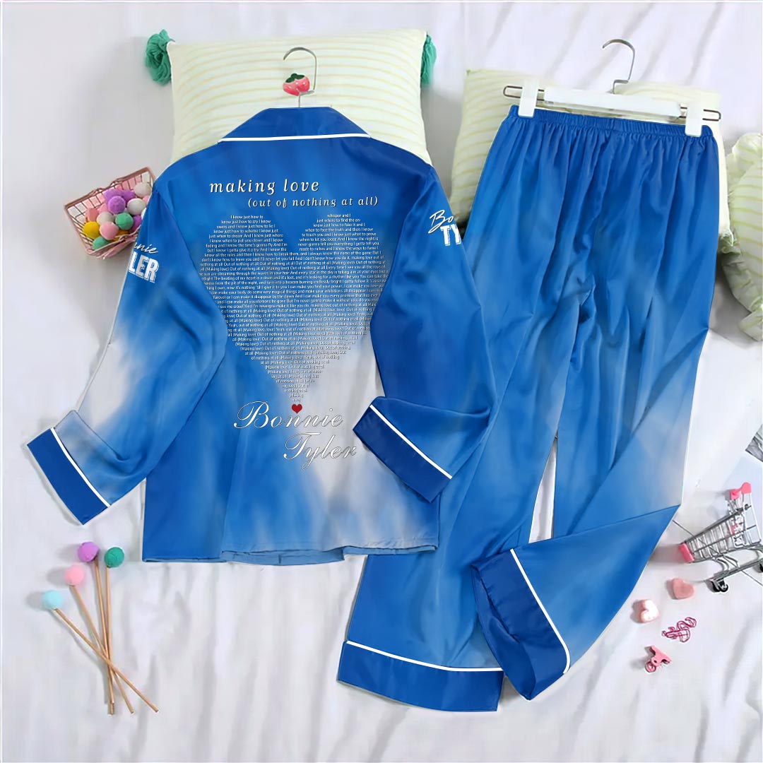 Bonnie Tyler Satin Pajama Set with Piping – HOATT20295