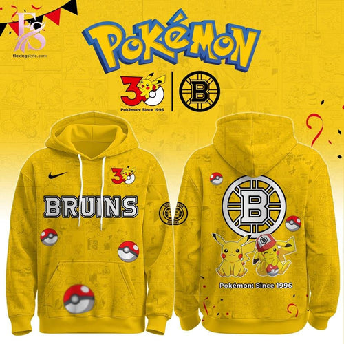 Boston Bruins Pokemon 30th Anniversary Hoodie