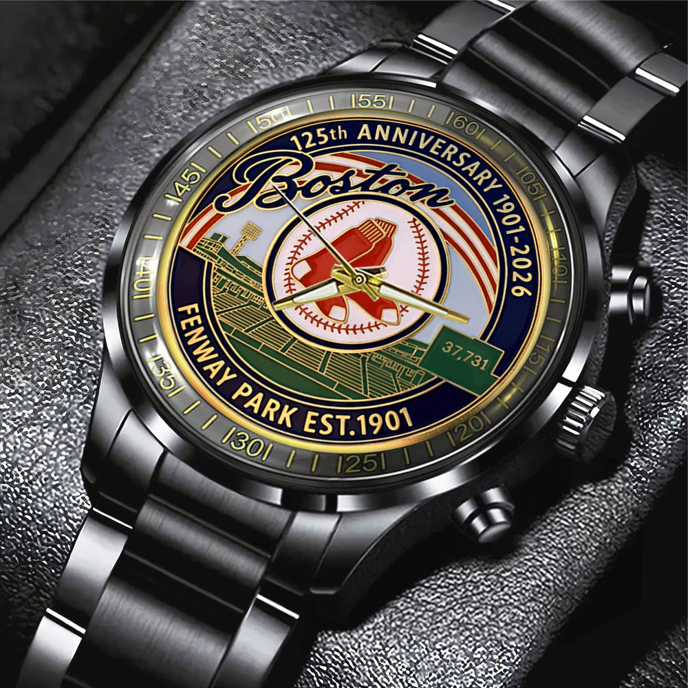 Boston Red Sox 125th Anniversary Black Stainless Steel Watch – MAITM13661