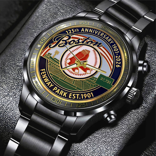 Boston Red Sox 125th Anniversary Black Stainless Steel Watch – MAITM13661