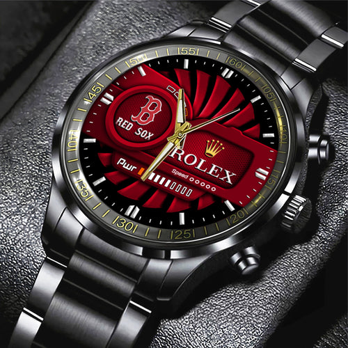 Boston Red Sox Black Stainless Steel Watch – MAITM13426