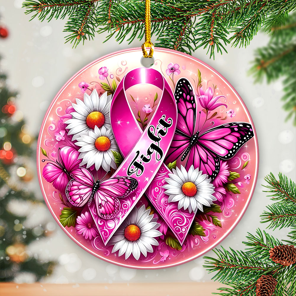 Breast Cancer Awareness Fixed Shape 2-Side Printed Acrylic Ornament – GNE 1783