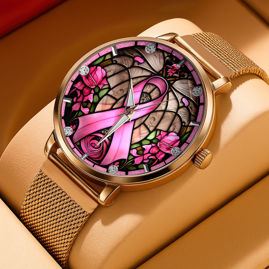 Breast Cancer Awareness Mesh Strap Quartz Watch – HOATT12479