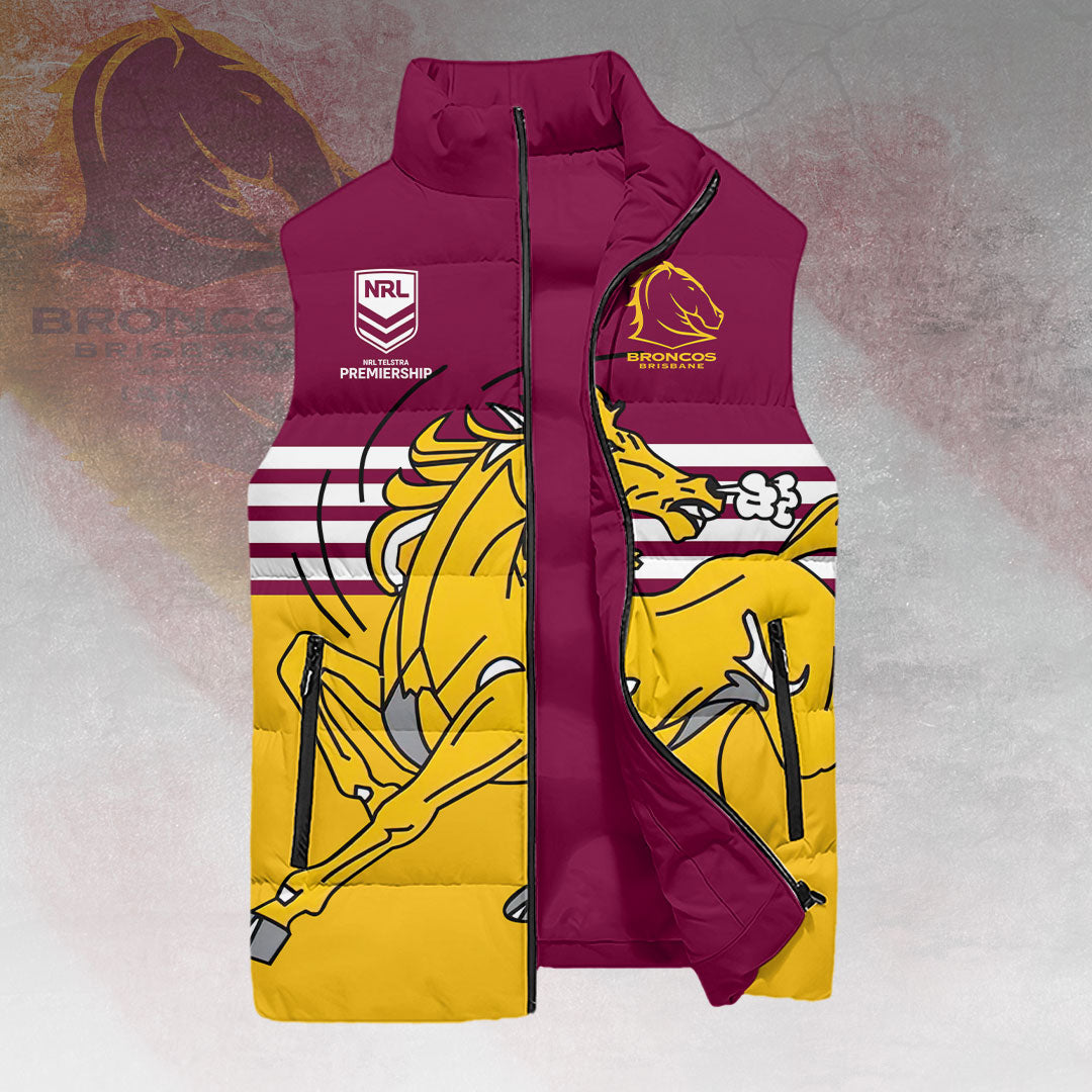 Brisbane Broncos 2025 NRL Premiers 3D Sleeveless Down Jacket – HOATT14016