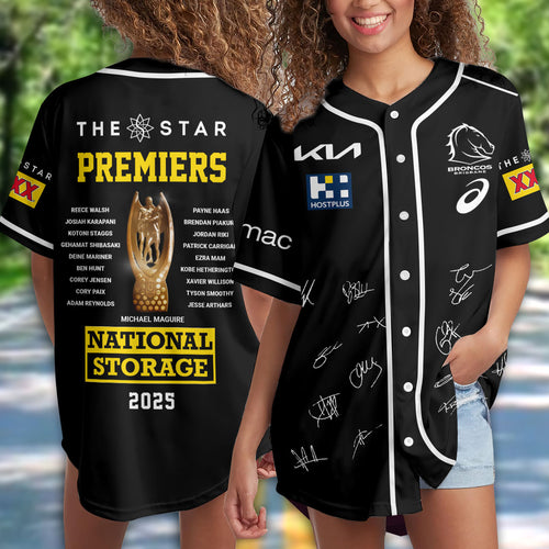 Brisbane Broncos 2025 NRL Premiers Baseball Jersey – HOATT14058