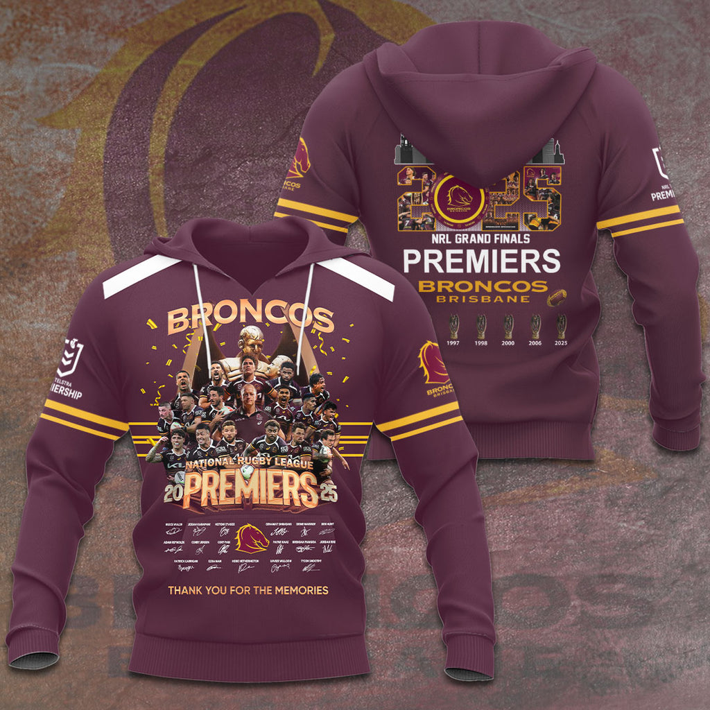 Brisbane Broncos 2025 NRL Premiers 3D Apparel – HOATT14374