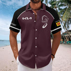 Brisbane Broncos 2025 NRL Premiers Short Sleeve Button-Down Shirt – HOATT13895
