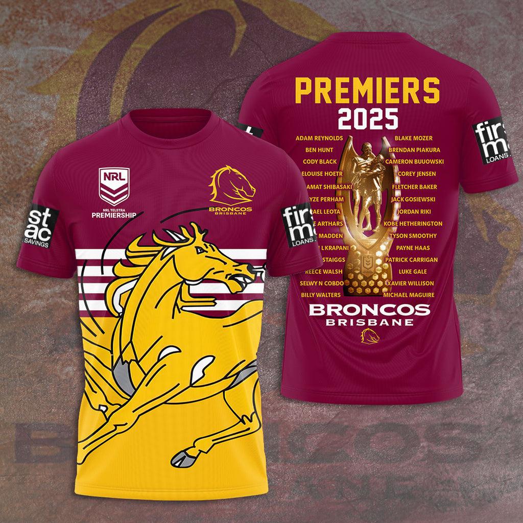 Brisbane Broncos 2025 NRL Premiers 3D Apparel – HOATT13943