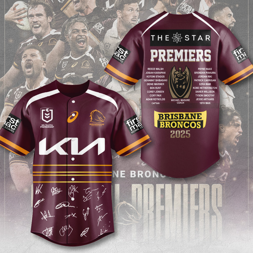 Brisbane Broncos 2025 Premiers Baseball Jersey – MAITM13535