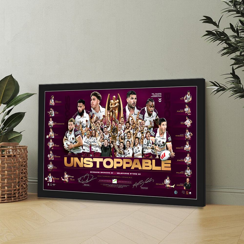 Brisbane Broncos 2025 Premiers Rectangle Canvas With Inner Frame – MAITM13191