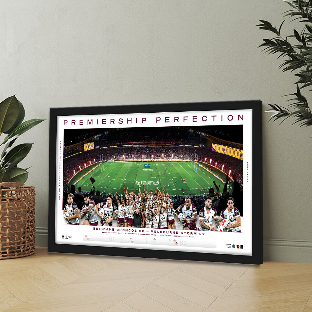 Brisbane Broncos 2025 Premiers Rectangle Canvas With Inner Frame – MAITM13251