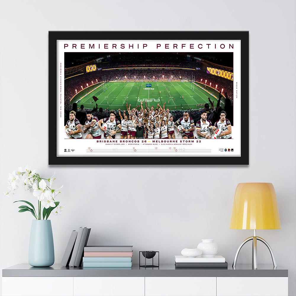 Brisbane Broncos 2025 Premiers Rectangle Canvas With Inner Frame – MAITM13251