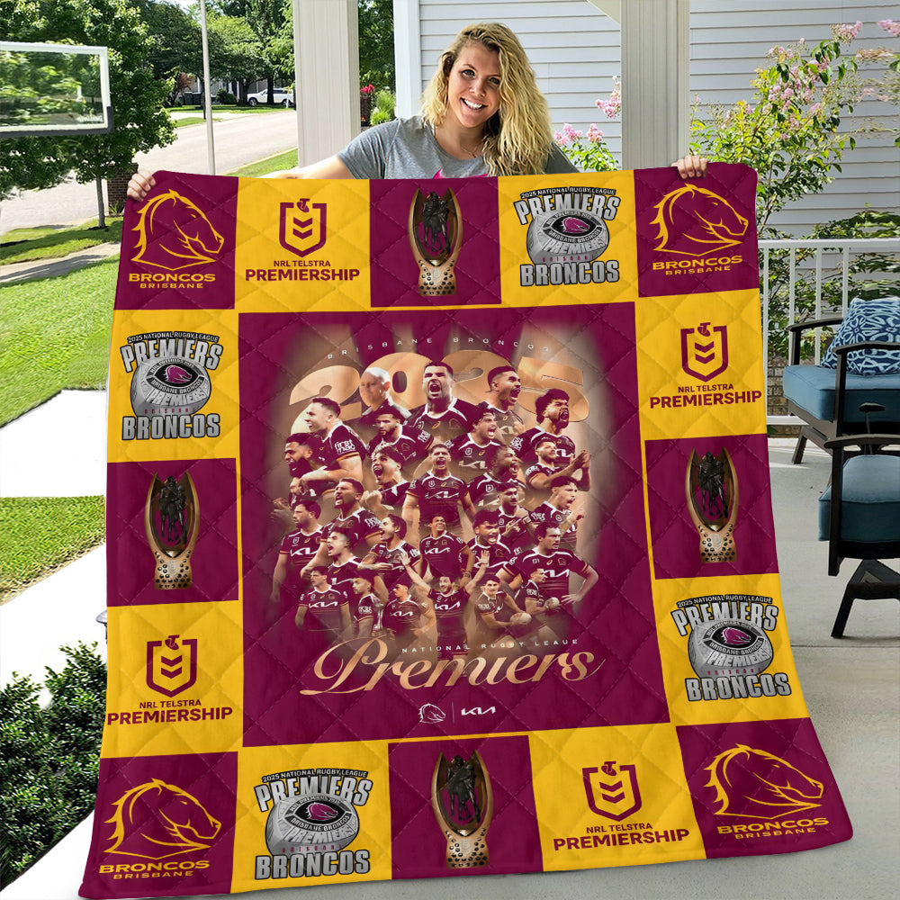 Brisbane Broncos 2025 Premiers Quilt Blanket – MAITM13377