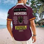 Brisbane Broncos 2025 Premiers Short Sleeve Button-Down Shirt – MAITM13374