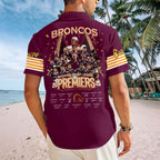Brisbane Broncos 2025 Premiership Short Sleeve Button-Down Shirt – TANTN17644