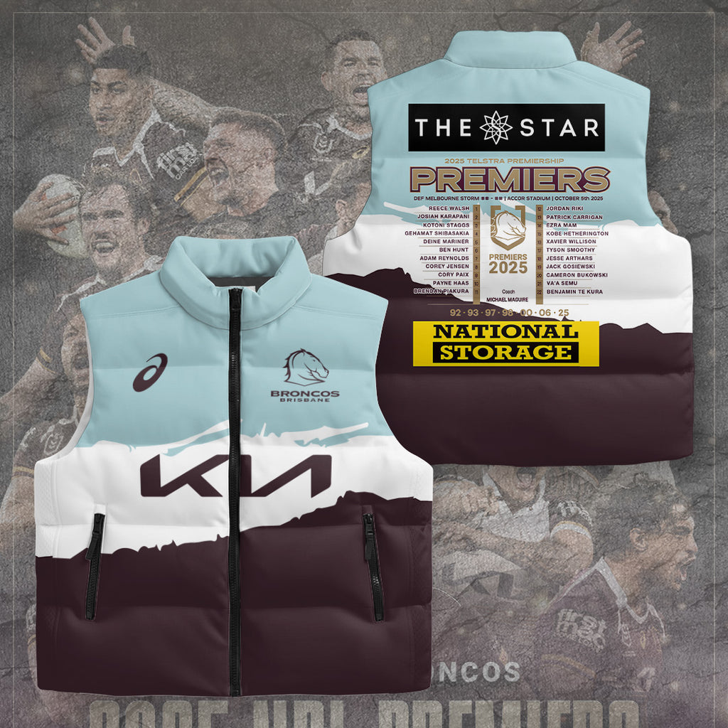 Brisbane Broncos 2025 Premiership 3D Sleeveless Down Jacket – TANTN17708