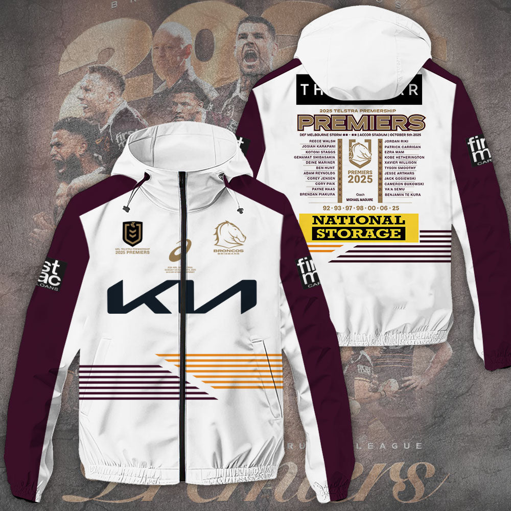 Brisbane Broncos 2025 Premiership 3D Windbreaker Jacket – TANTN17303