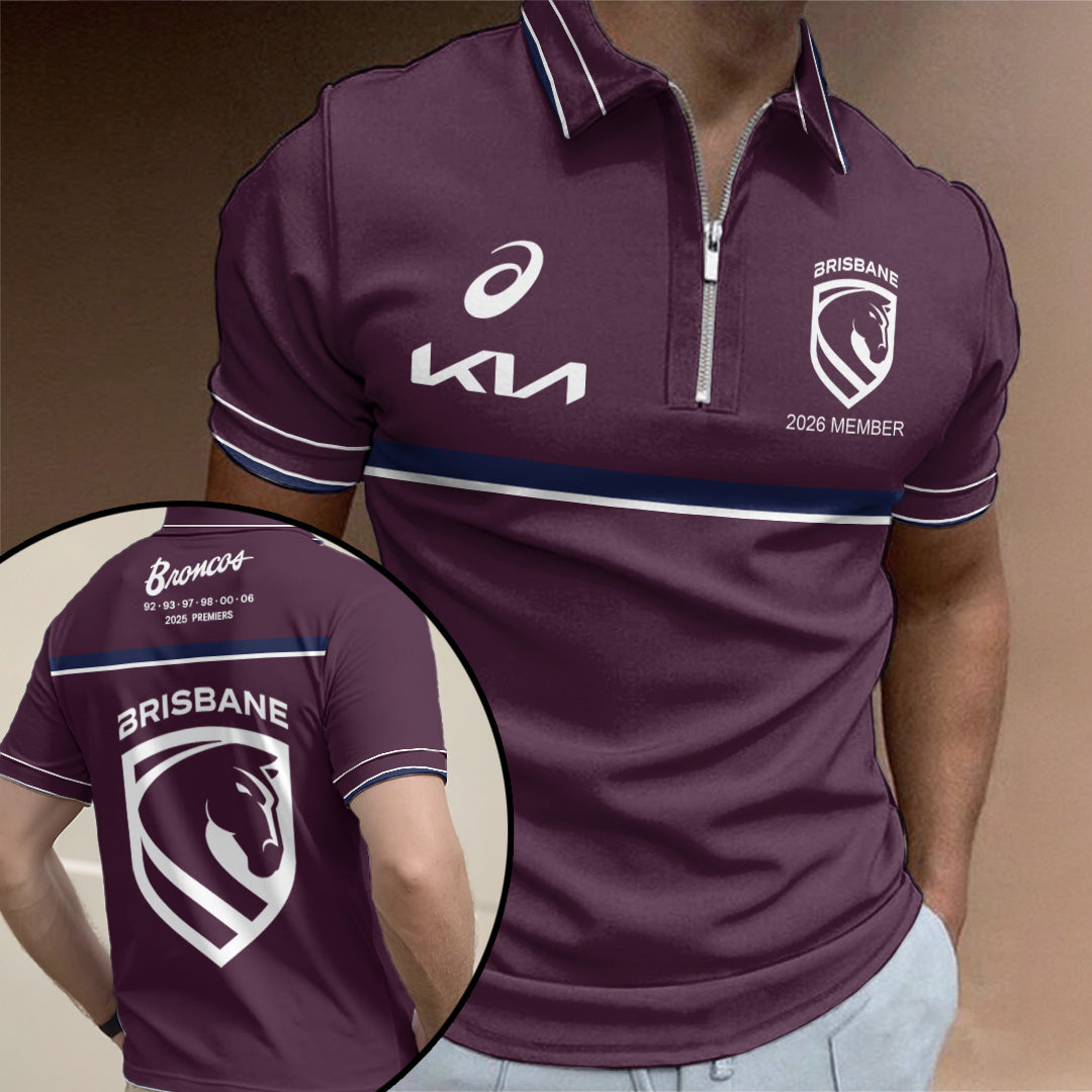 Brisbane Broncos 2026 Zip Polo Shirt – TANTN20874