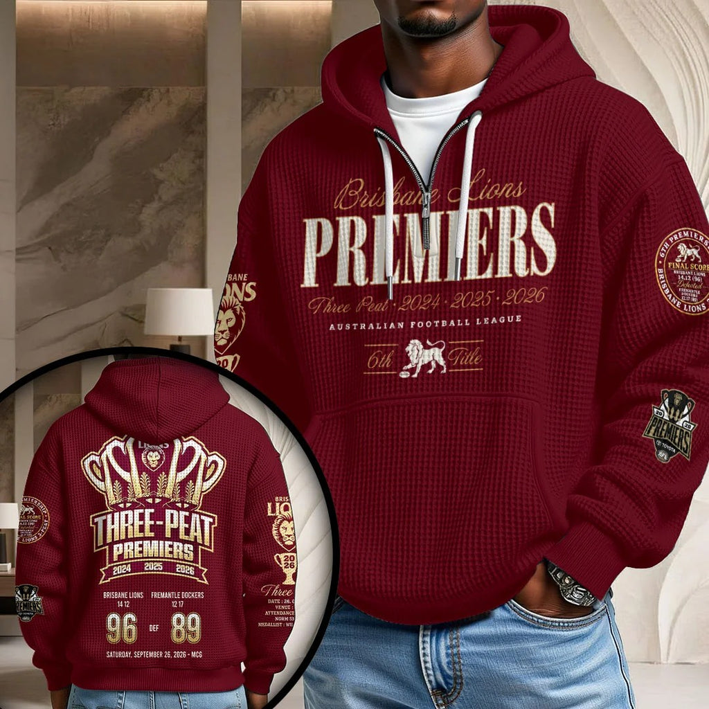 Brisbane Lions 2026 AFL Premiers 3D Unisex Waffle Hoodie – HOATT21470
