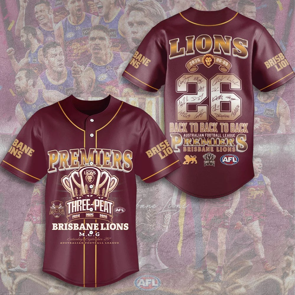 Brisbane Lions 2026 AFL Premiers Baseball Jersey – TMTHU10018