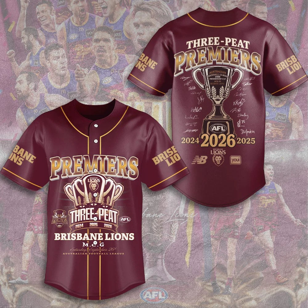 Brisbane Lions 2026 AFL Premiers Baseball Jersey – TMTHU10019