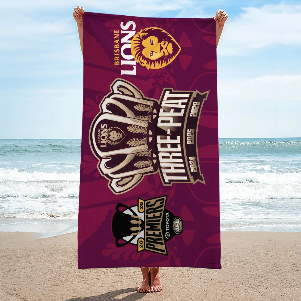 Brisbane Lions 2026 AFL Premiers Rectangle Beach Towel – TANTN25824