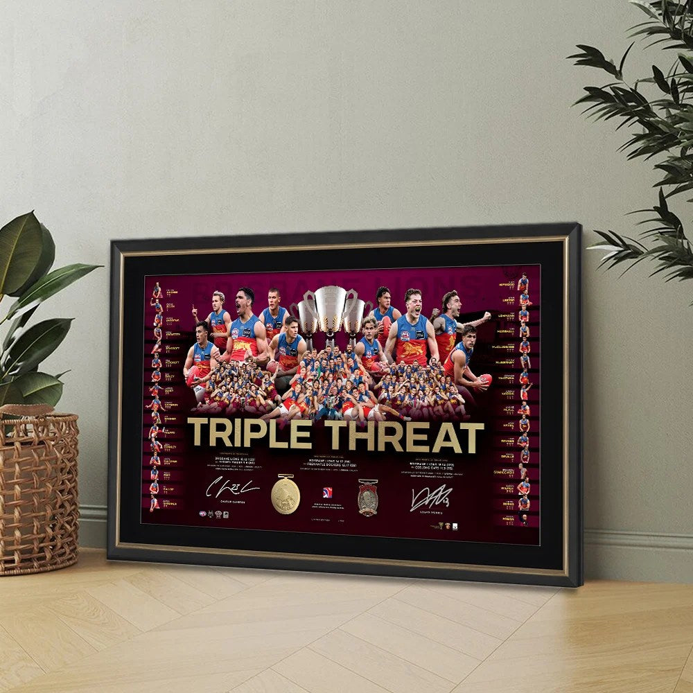 Brisbane Lions 2026 AFL Premiers Canvas With Inner Frame – TMTHU9600