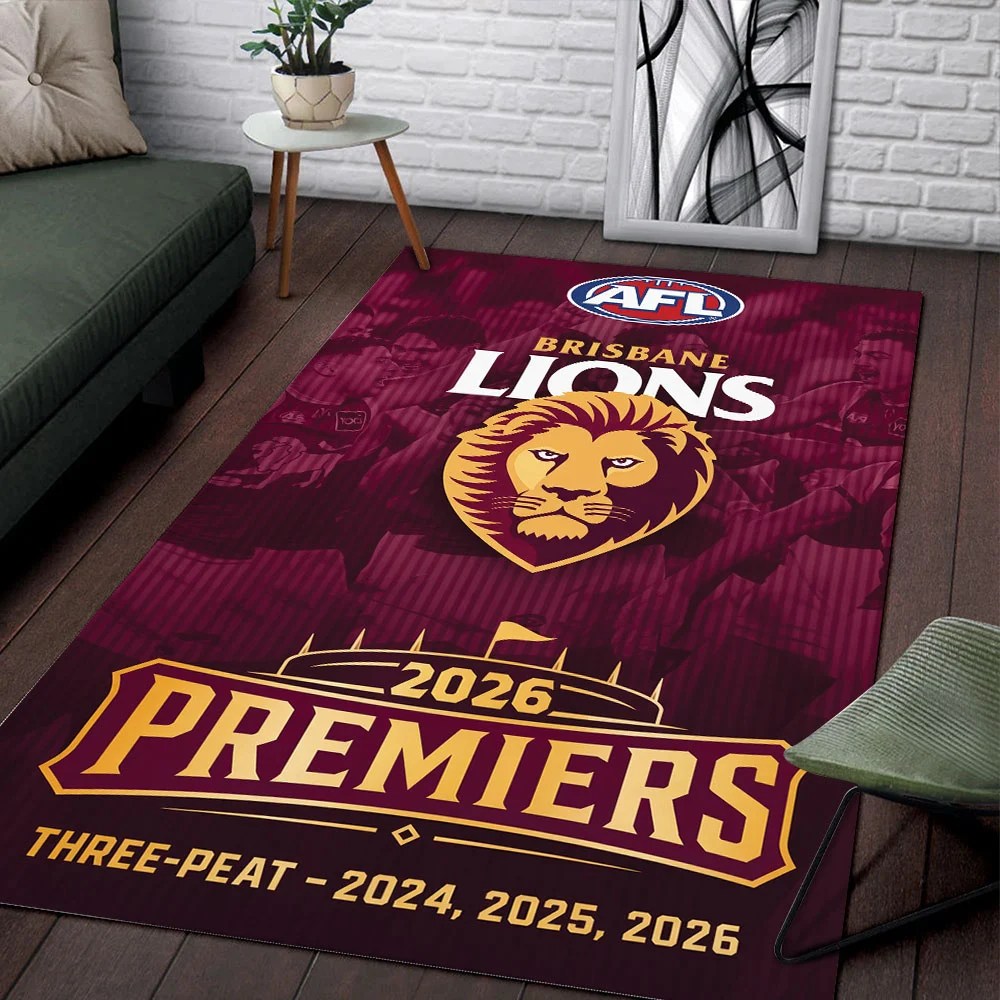 Brisbane Lions 2026 AFL Premiers Rectangular Rug – TMTHU9623