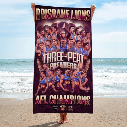 Brisbane Lions 2026 AFL Premiers Rectangle Beach Towel – TMTHU9577