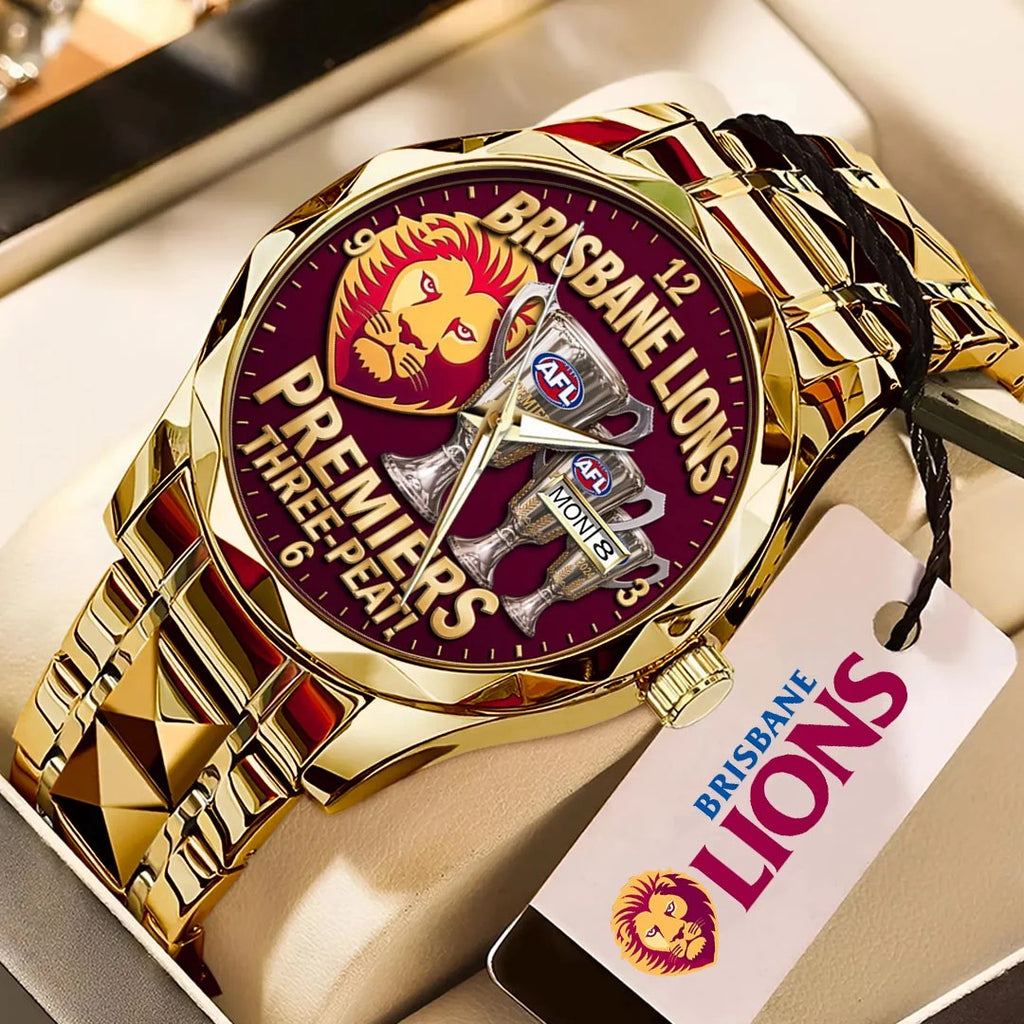 Brisbane Lions Threepeat Premiers Alloy Luxury Quartz Watch – TMTHU9804