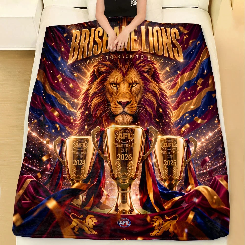 Brisbane Lions Threepeat Premiers Fleece Blanket – TMTHU9795