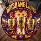 Brisbane Lions Threepeat Premiers Foldable Round Rug – TMTHU9755