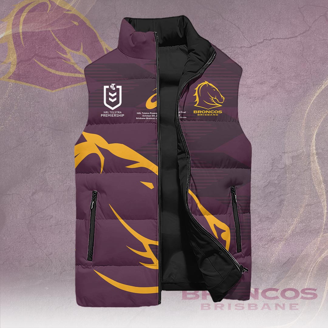 Brisbane Broncos 2025 NRL Premiers 3D Sleeveless Down Jacket – HOATT14655