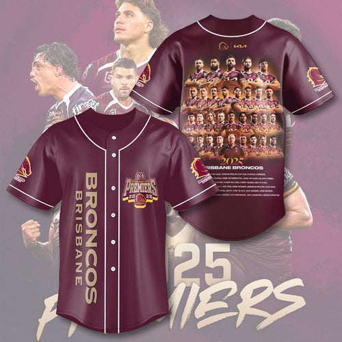 Brisbane Broncos 2025 NRL Premiers Baseball Jersey – HOATT13704