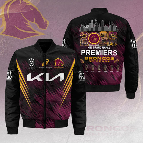 Brisbane Broncos 2025 NRL Premiers 3D Bomber Jacket – HOATT14457